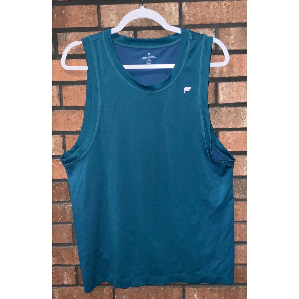Fabletics Mens Training Tank Top Teal Blue Muscle Tee‎ Gym Workout Size M